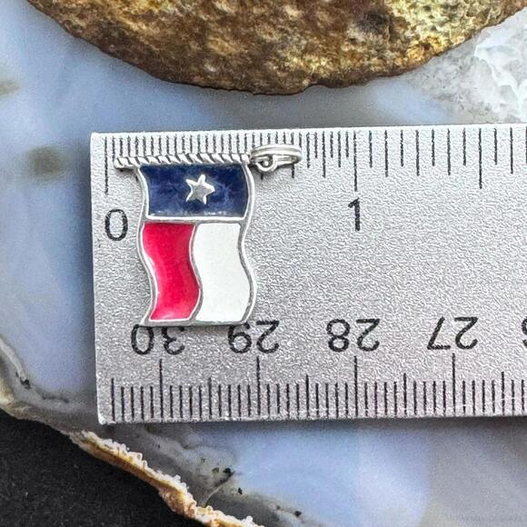 Carolyn Pollack Sterling Silver Lone Star Texas State Flag Unisex Charm Pendant - Picture 10 of 10